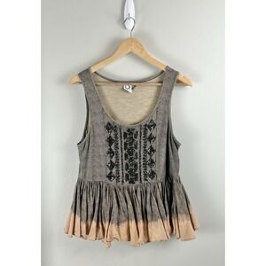 Anthropologie Sz Sm Suva Swing Tank Beaded Peplum Top Sleeveless By‎ Akemi + Kin